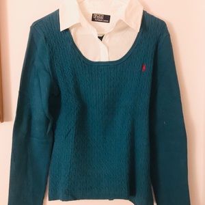 Polo by Ralph Lauren Teal Collared Sweater